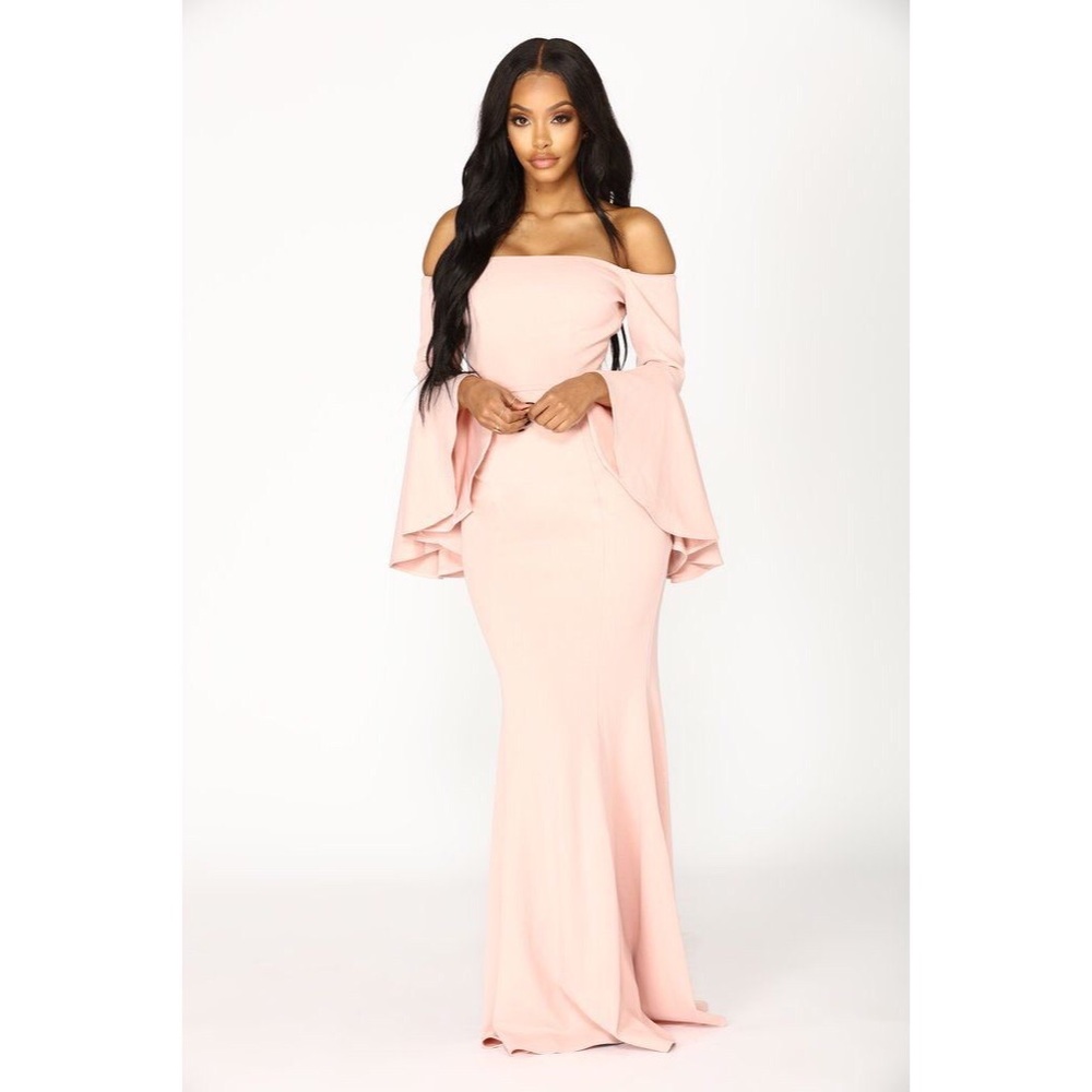 Fashion nova off the shoulder blush dress NWT